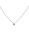 A 0.25 carat round brilliant diamond solitaire pendant set in a 14k white gold 3-prong martini setting, suspended from a delicate 18-inch white gold cable chain on a crisp white background.