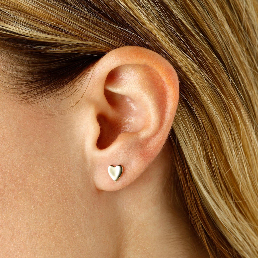 Yellow Gold Heart Stud Earrings by Carla | Nancy B. - Skeie's Jewelers