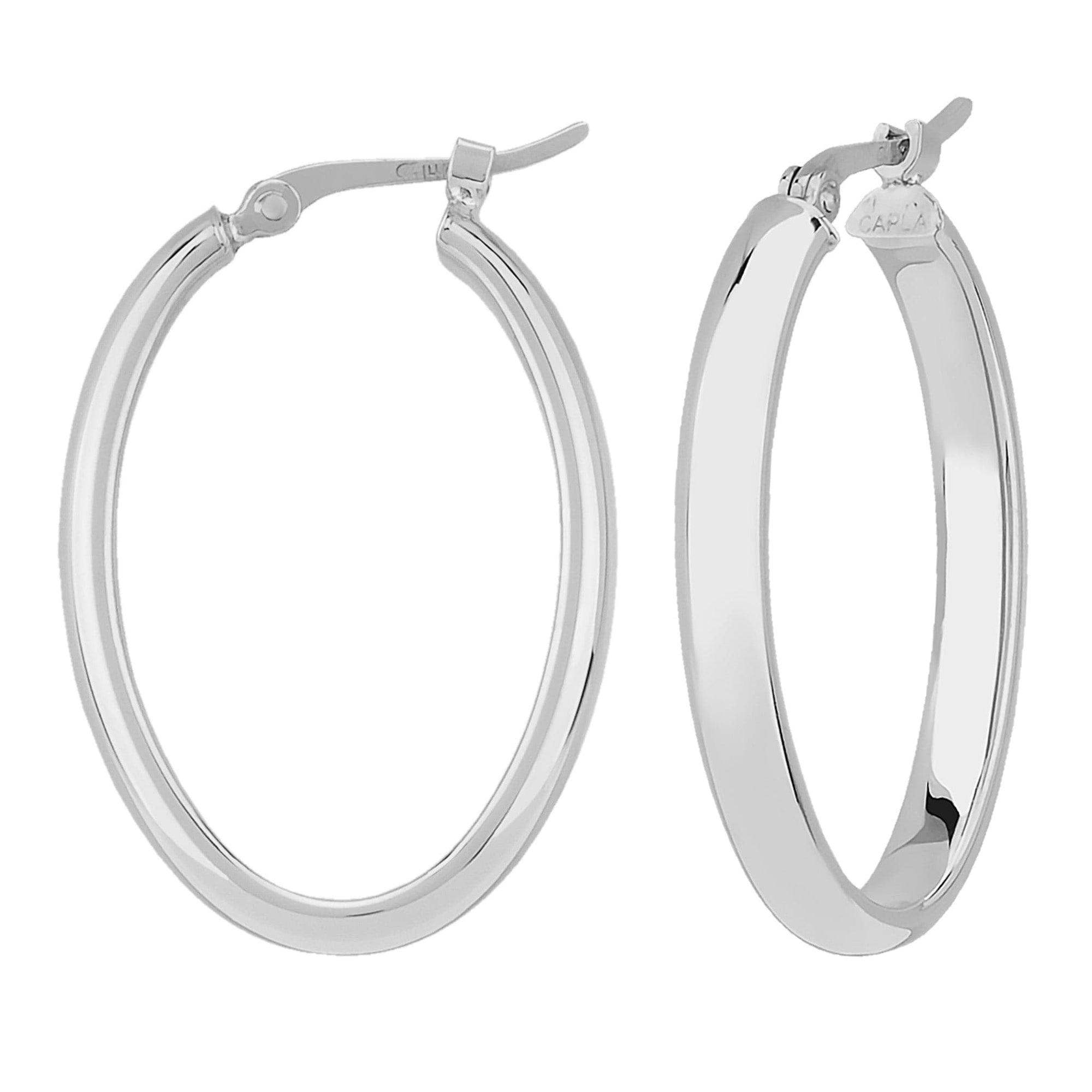 Medium Oval White Gold Tube Hoops by Carla | Nancy B. 