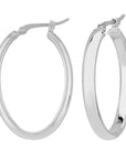 Medium Oval White Gold Tube Hoops by Carla | Nancy B. 