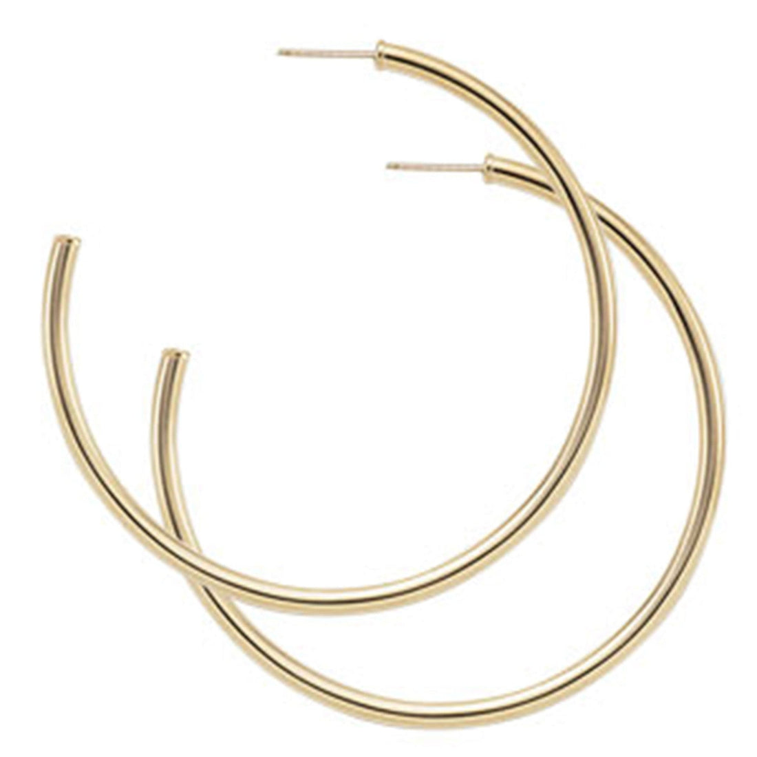 Large Yellow Gold Tube Open Hoop Earrings by Carla | Nancy B.