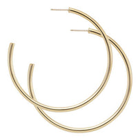 Large Yellow Gold Tube Open Hoop Earrings by Carla | Nancy B.