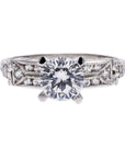 Platinum Filigree Column Semi-Mount Engagement Ring - Skeie's Jewelers