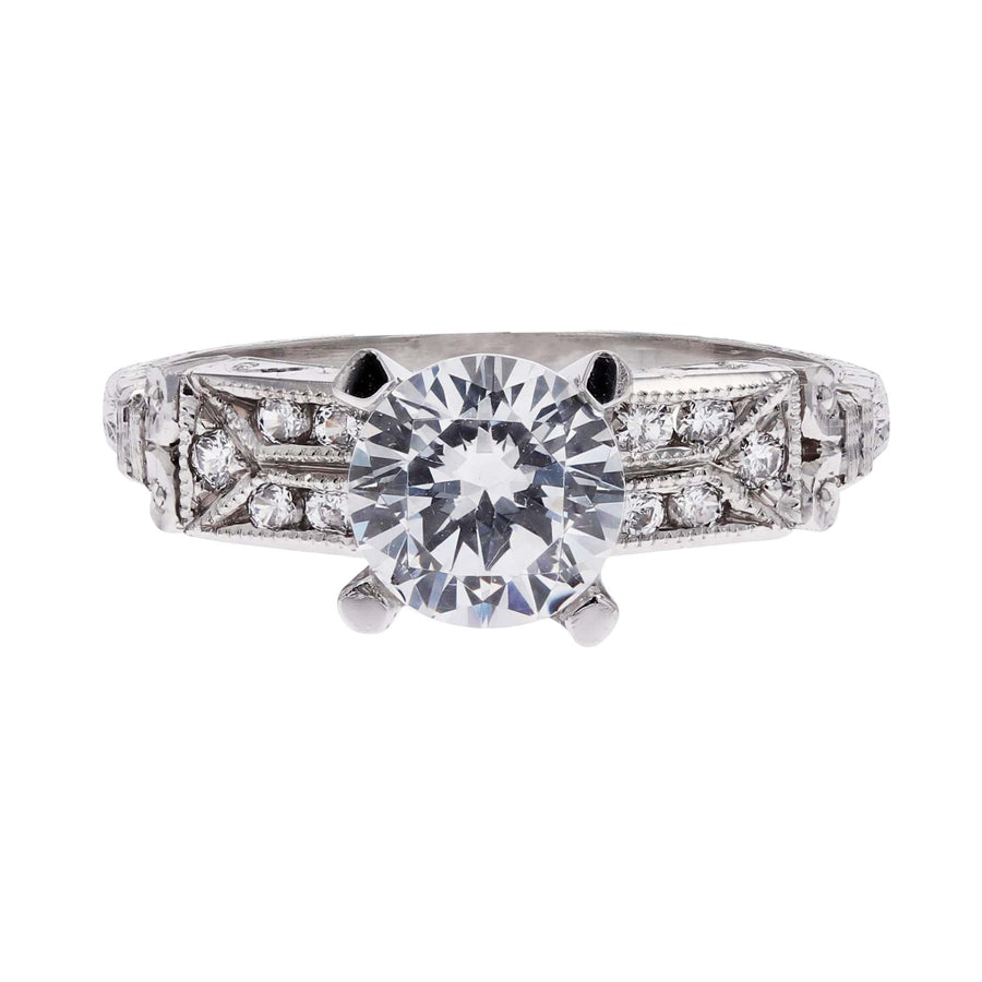 Platinum Filigree Column Semi-Mount Engagement Ring - Skeie's Jewelers