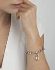 Georg Jensen Chunky Link Sterling Silver 'Offspring' Bracelet modeled