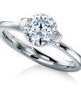 White Gold Thick Two-Prong Engagement Ring -  Front