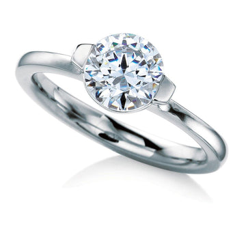 White Gold Thick Two-Prong Engagement Ring - Semi-Mount Front
