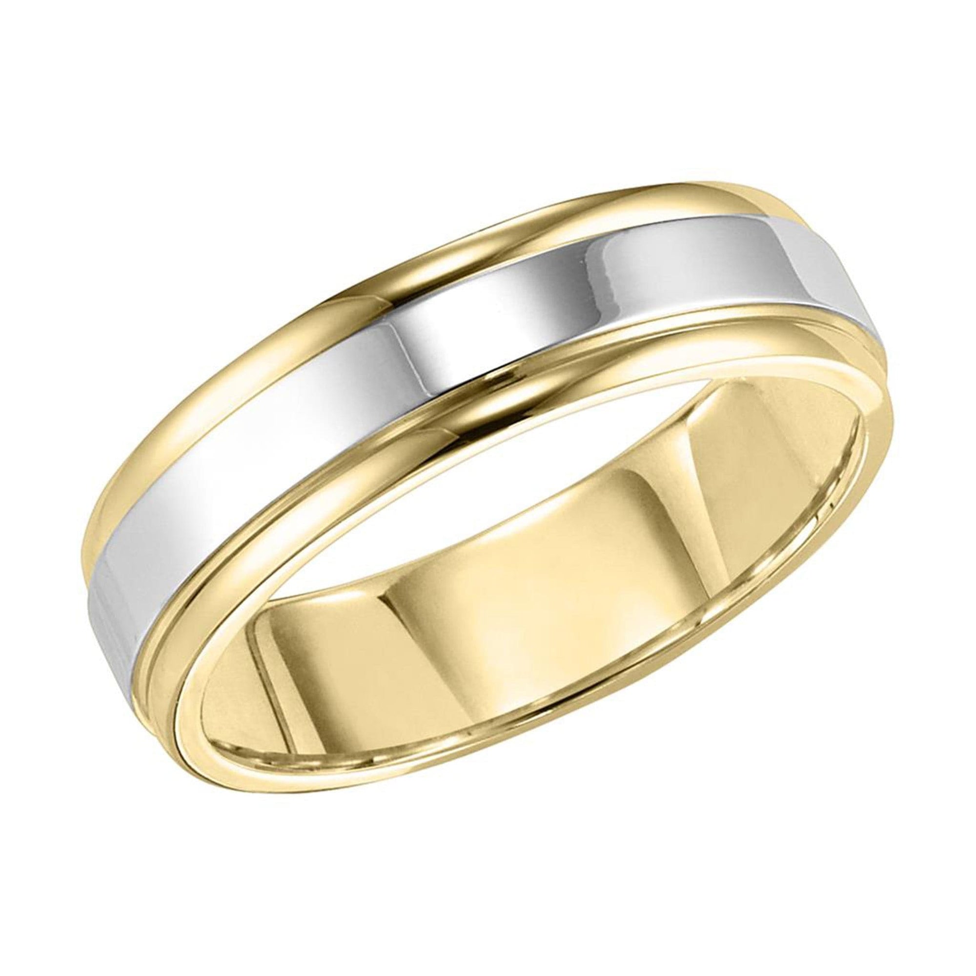 Yellow & White Gold Comfort Fit Men's Wedding Band Ring Angle