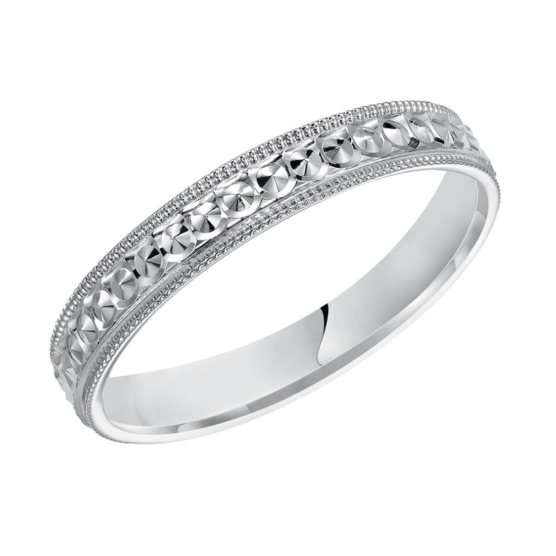 White Gold Engraved Women's Wedding Band Ring