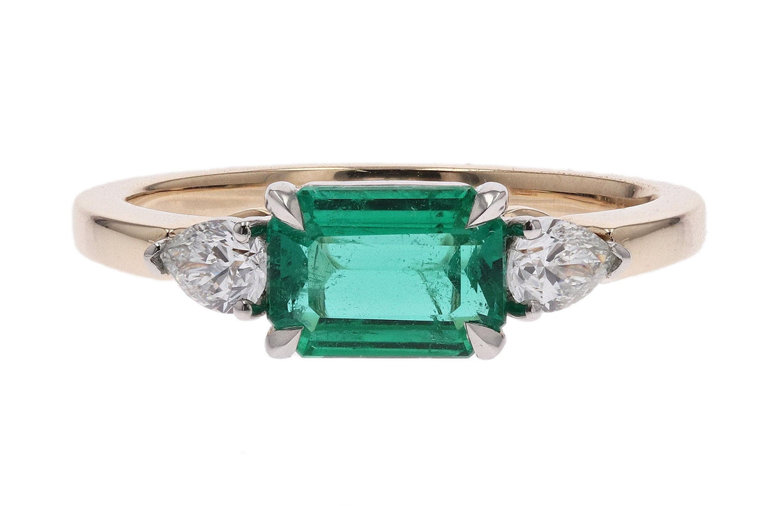 Emerald & Diamond Three-Stone Ring - Skeie's Jewelers