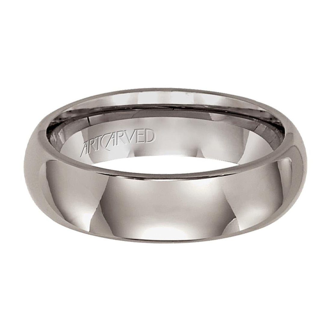 Bright Titanium Wedding Band by Artcarved Angled