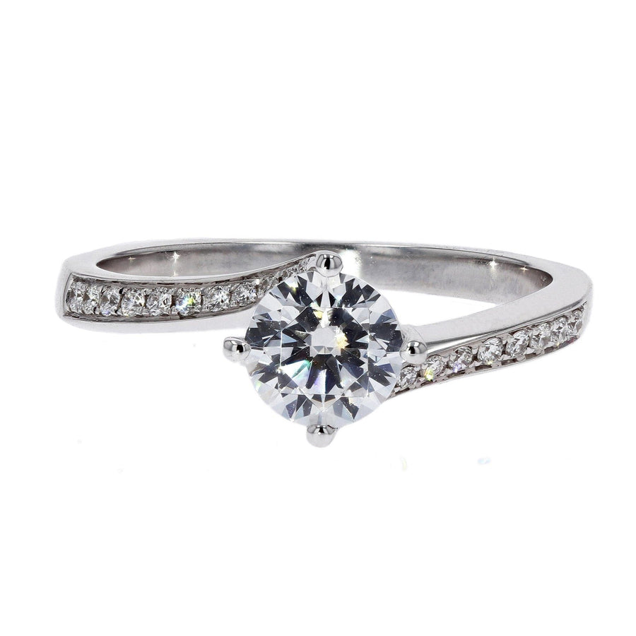 White Gold Diamond Shoulder Bypass Engagement Ring by Simon G