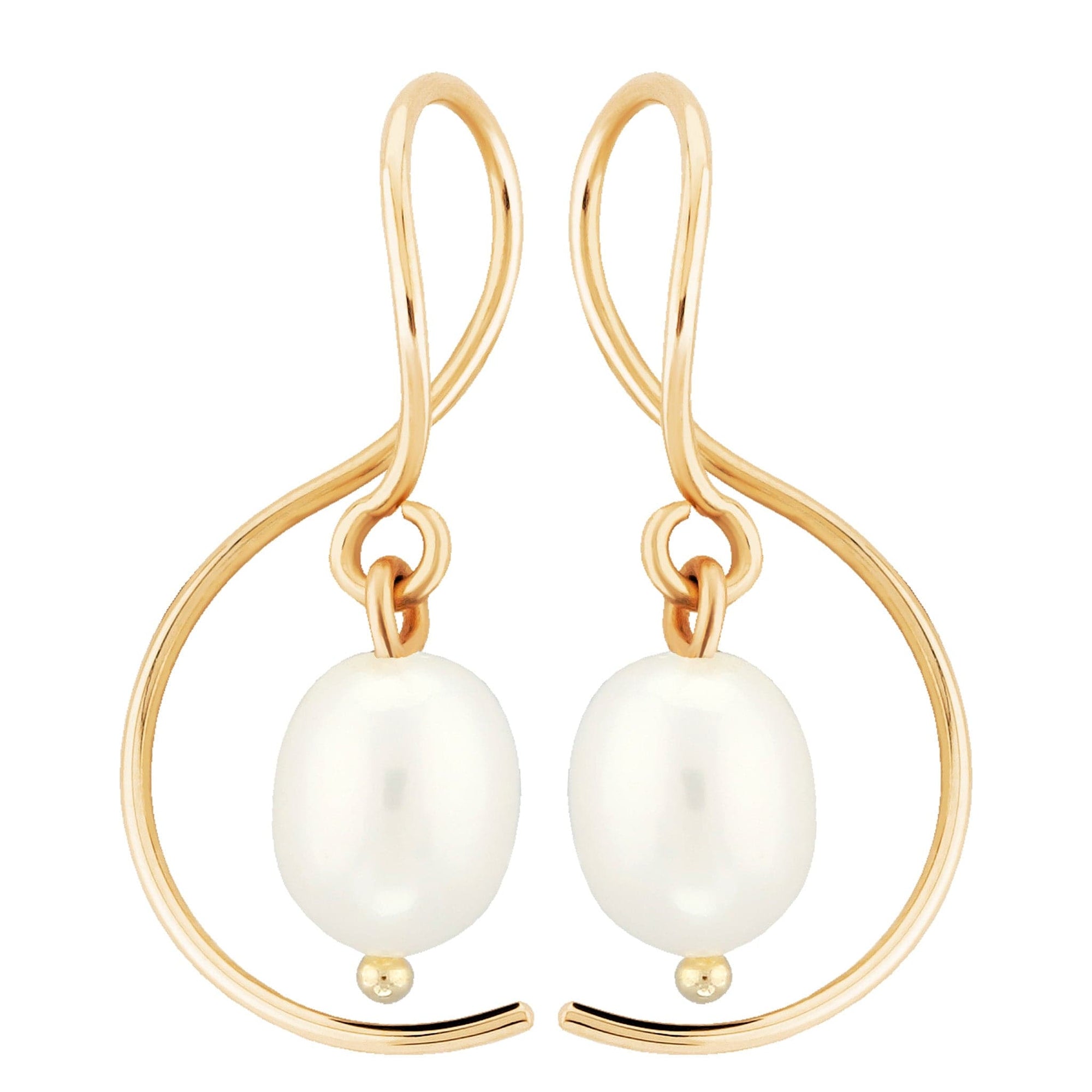 Mini Pearl Dangle Earrings in Yellow Gold by Carla | Nancy B.