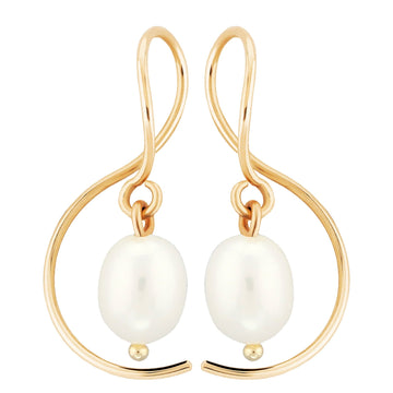 Mini Pearl Dangle Earrings in Yellow Gold by Carla | Nancy B.