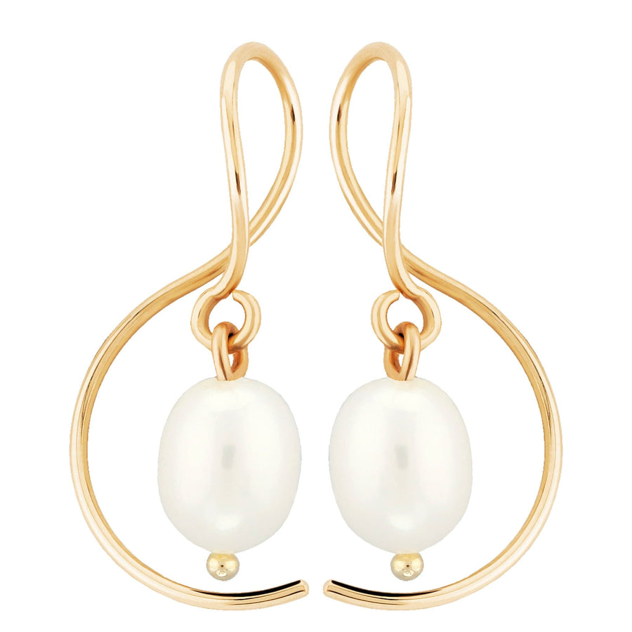 Mini Pearl Dangle Earrings in Yellow Gold by Carla | Nancy B.