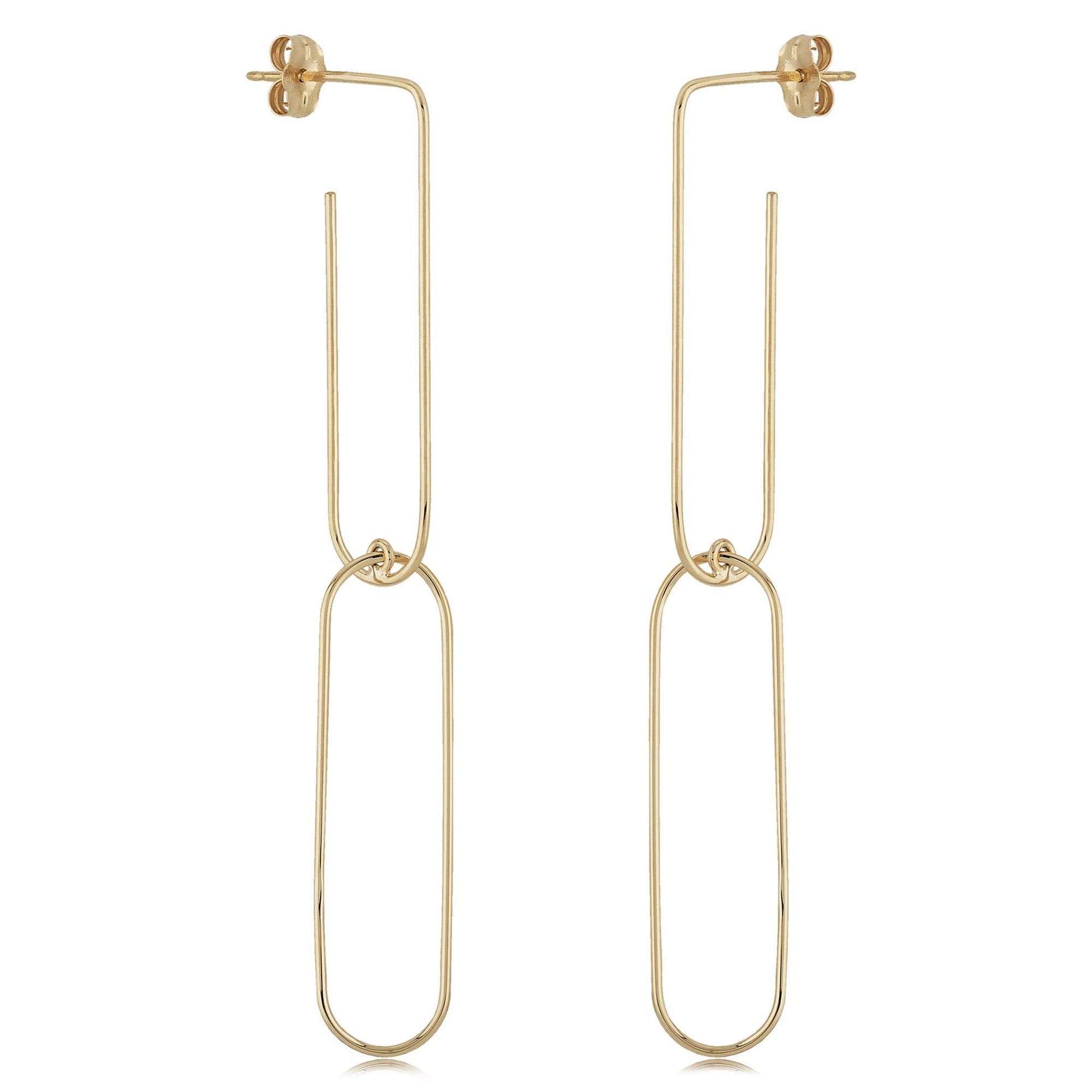 Long Oval Dangle Earrings in Yellow Gold by Carla | Nancy B.