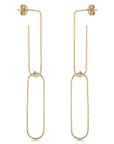Long Oval Dangle Earrings in Yellow Gold by Carla | Nancy B.