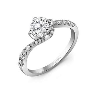 14k Prong Set Diamond Bypass Engagement Ring