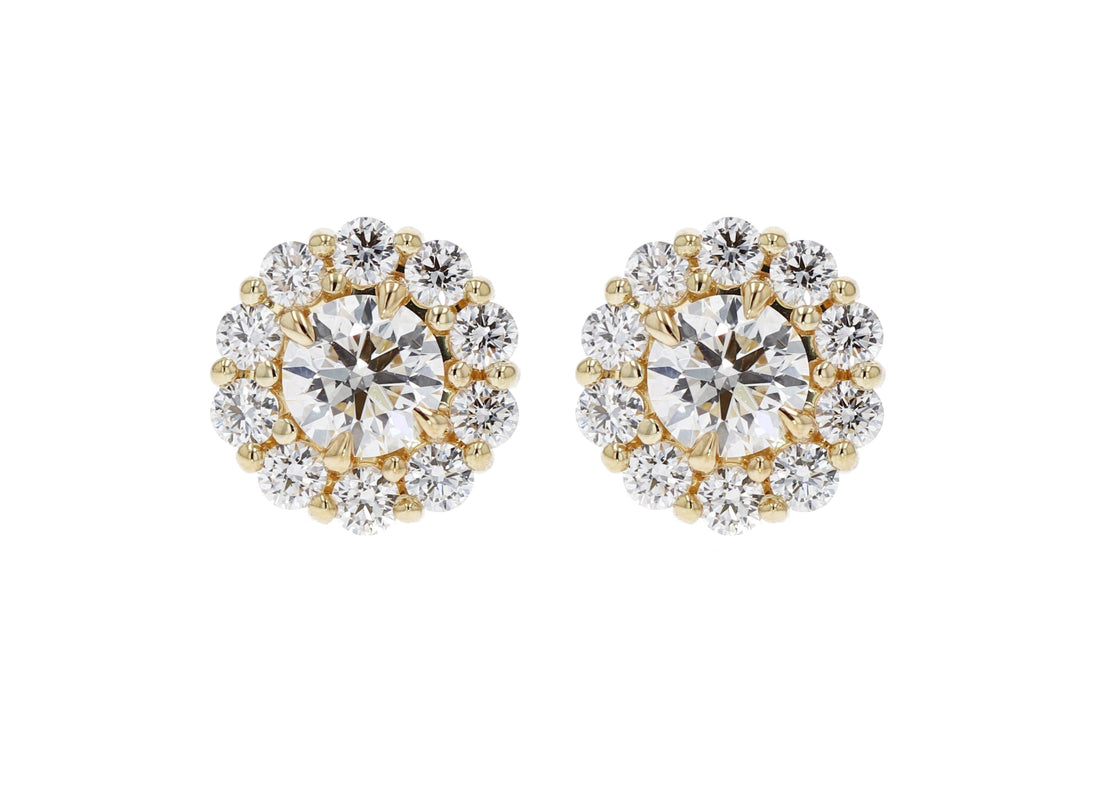 18K Gold Diamond Cluster Stud Earrings- Skeie's Legacy Collection