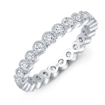 18K Gold Round Diamond Beaded Eternity Ring- Skeie's Legacy Collection