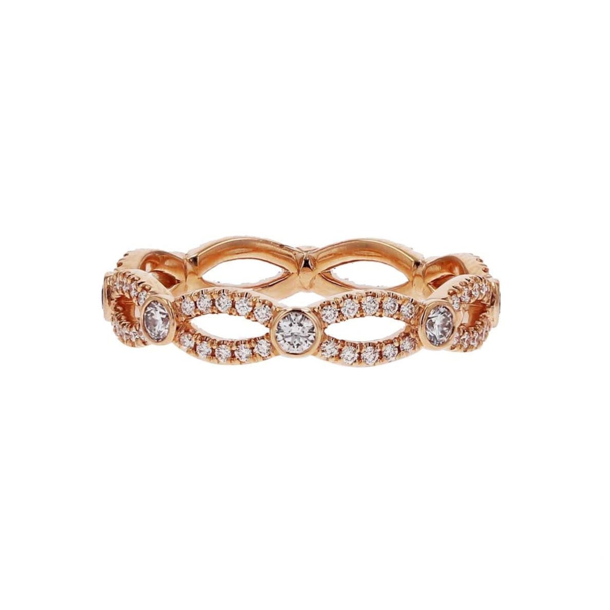 18k Rose Gold Diamond Twist Bezel Band by Precision Set - Skeie's Jewelers