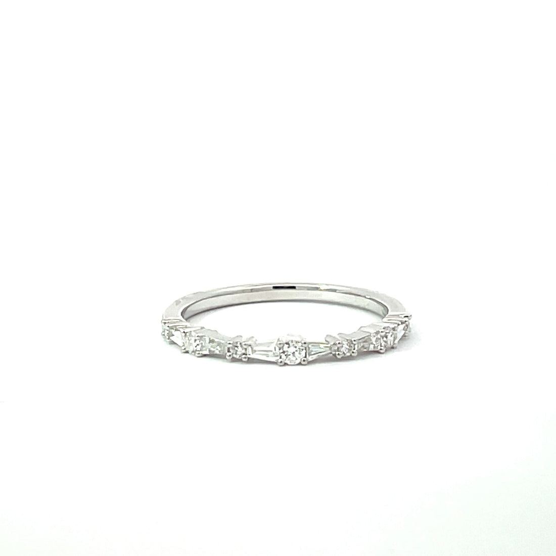 White Gold Baguette and Round Diamond Wedding Band - Skeie's Jewelers