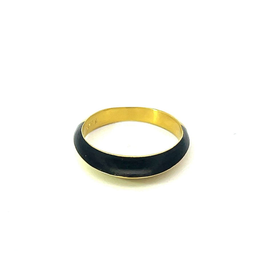 18kt Gold & Black Enamel Men's Ring - Skeie's Jewelers
