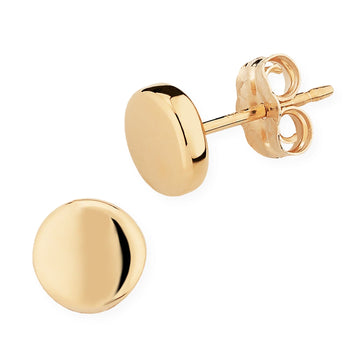 Yellow Gold Flat Round Stud Earrings by Carla | Nancy B. - Skeie's Jewelers