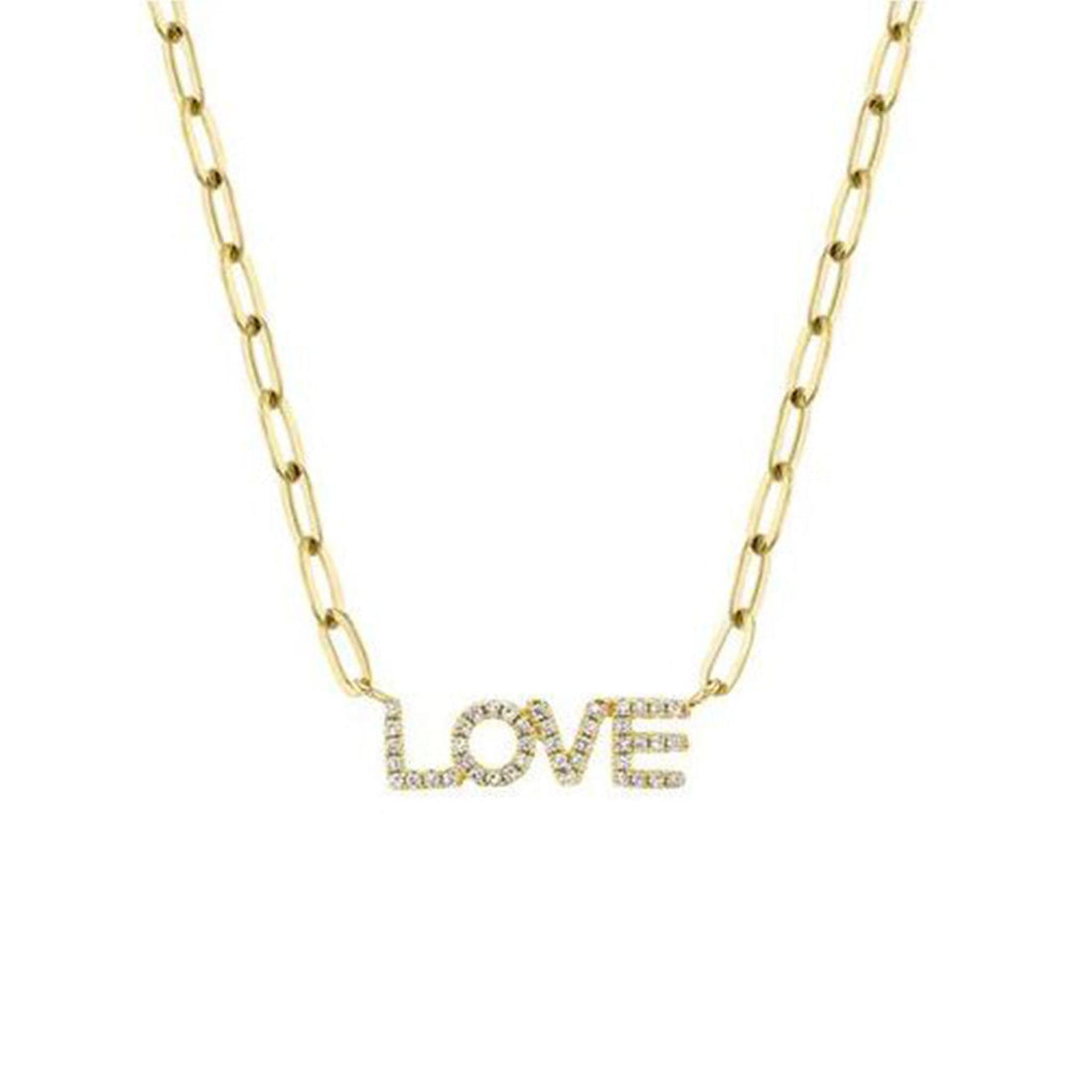 Yellow Gold Love Diamond Pendant Necklace by Shy Creation