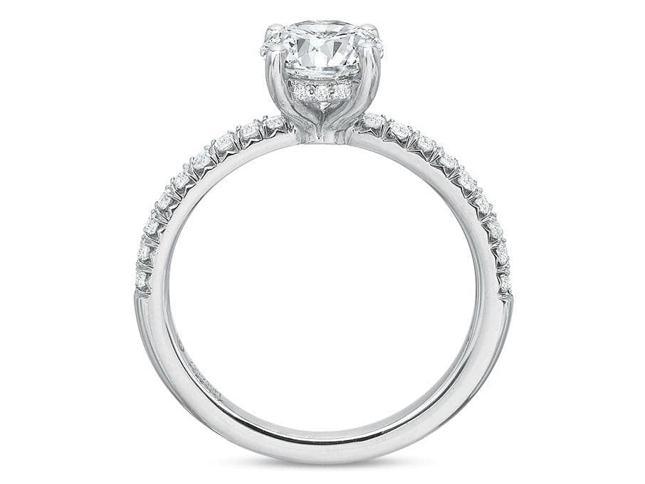French Cut Diamond Engagement Ring with Sidestones by Precision Set Side