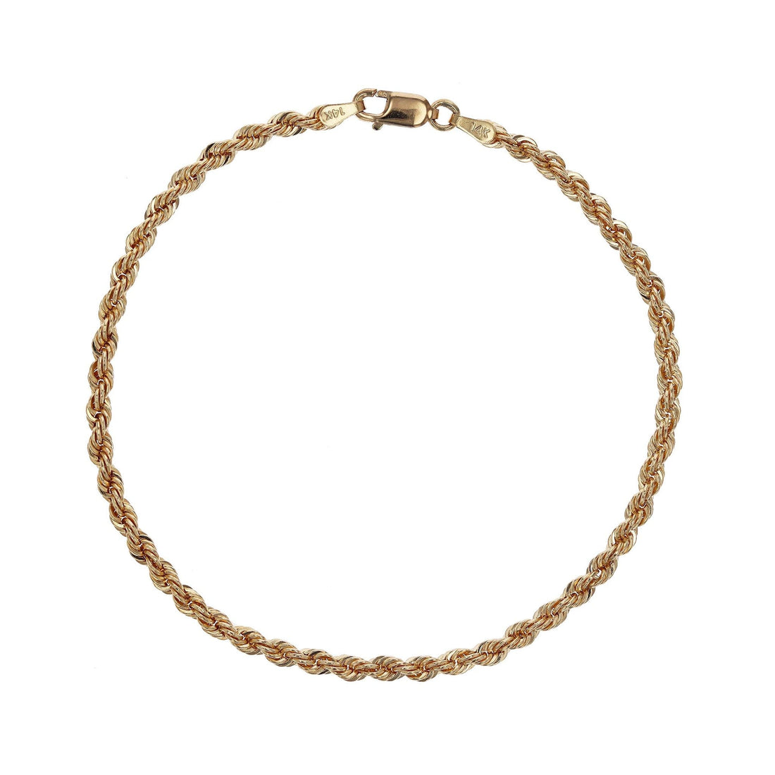 Yellow Gold Rope Chain Bracelet Side