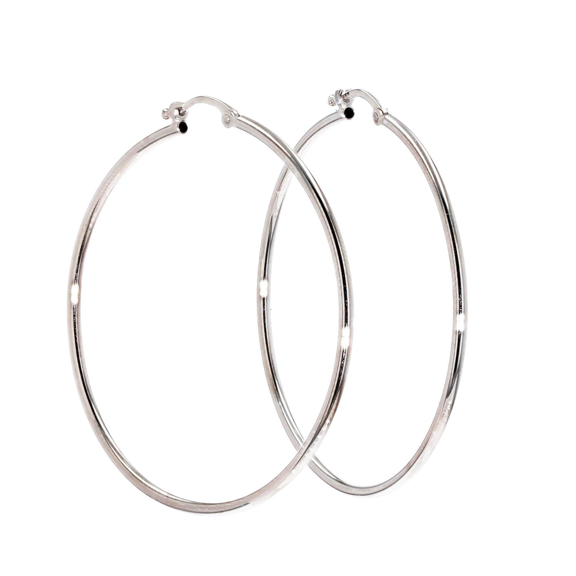 White Gold Tube Hoop Earrings by Carla | Nancy B.  large
