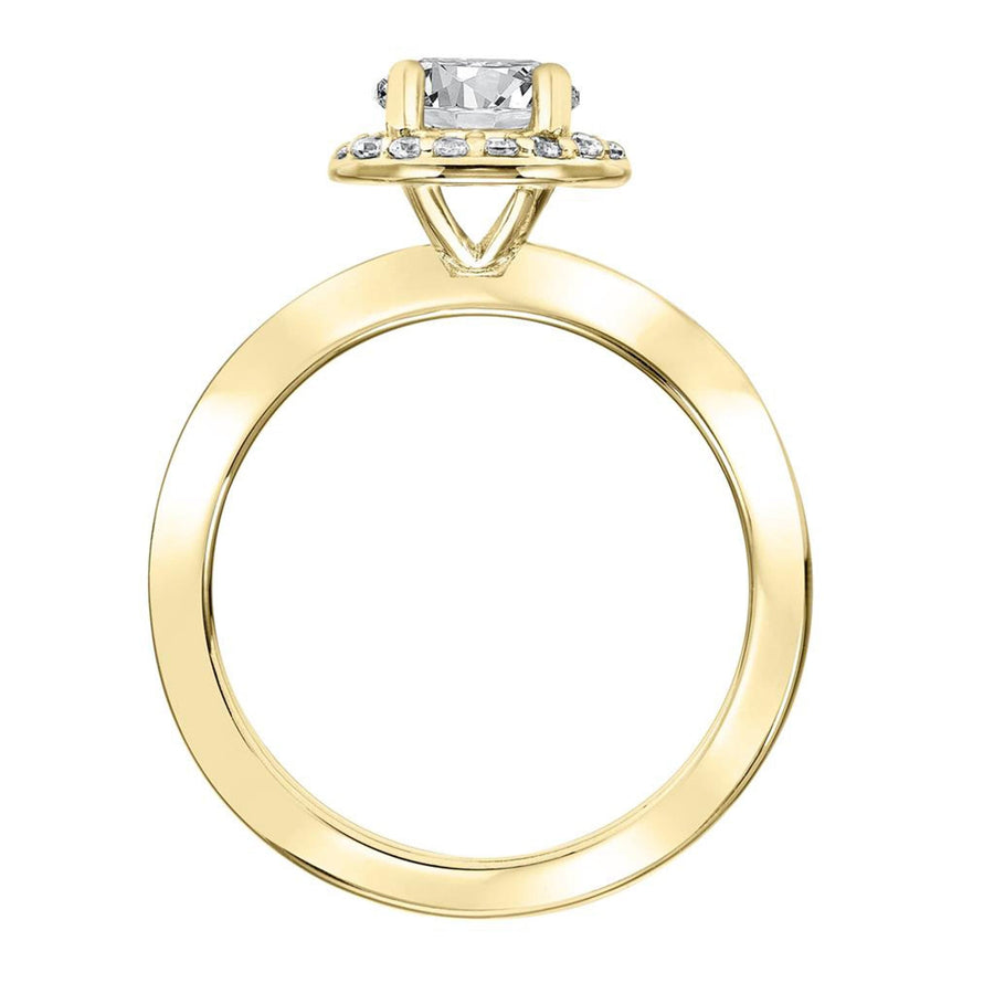 Round Diamond Halo Engagement Ring in 14k Yellow Gold - Semi-Mount