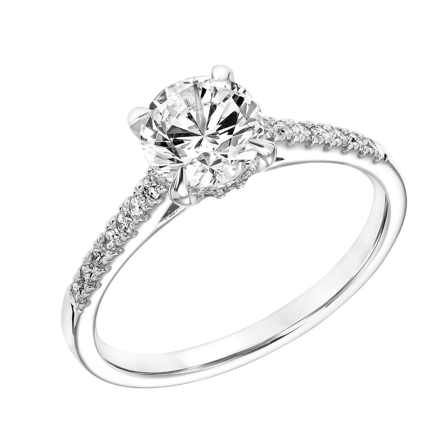 Frederick Goldman Hidden Halo Engagement Ring with Side Stones - Skeie's Jewelers