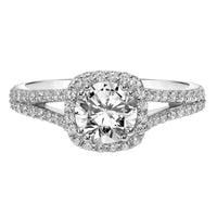 Diamond Halo Split Shoulder Engagement Ring by Frederick Goldman - Skeie's Jewelers