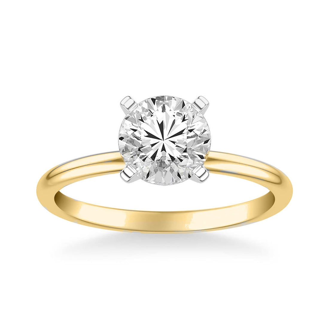 Two-Tone Gold Solitaire Engagement Ring by Frederick Goldman Yellow Gold