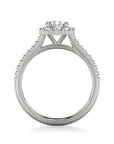 Frederick Goldman Pear Shaped Halo Engagement Ring with Side Stones