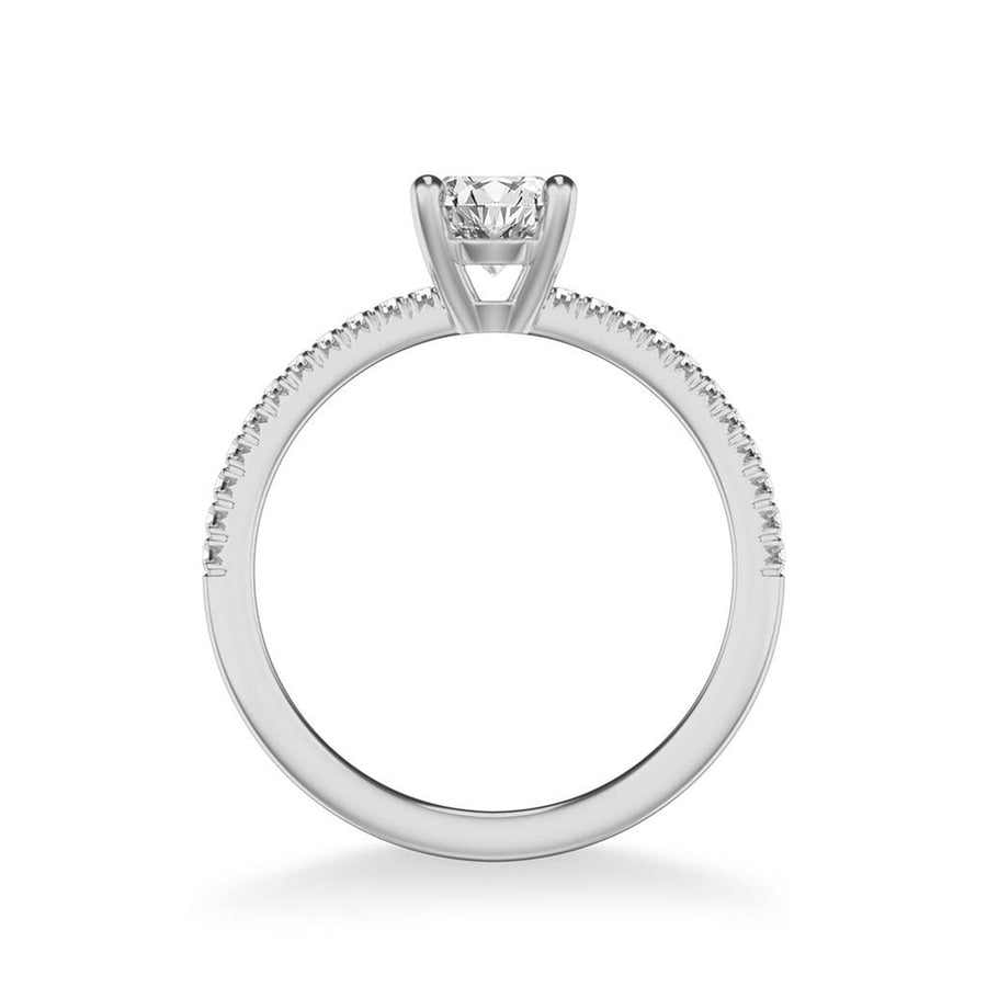 Classic Oval Engagement Ring with Side Stones - Semi-Mount