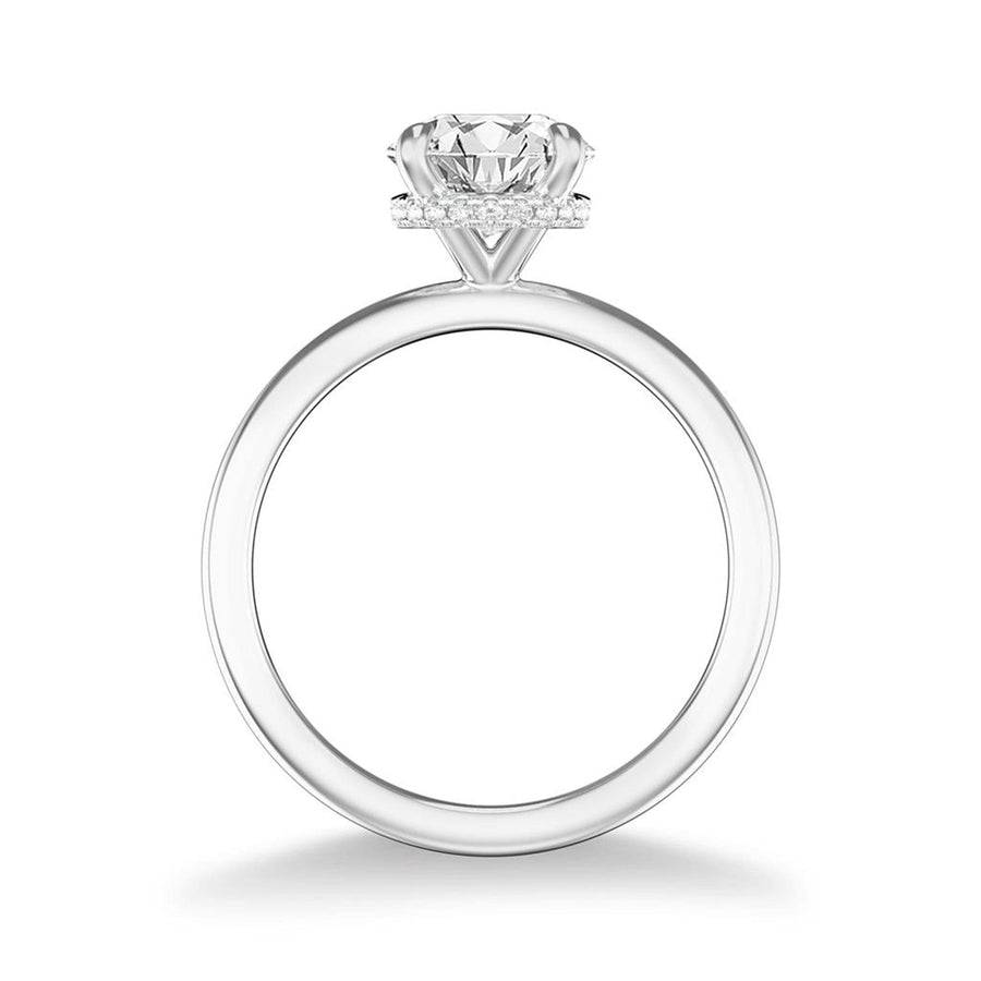 Classic Hidden Halo Solitaire Engagement Ring - Semi-Mount Side