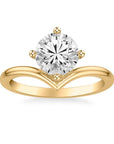 Round Diamond Curved Solitaire Engagement Ring with Hidden Halo