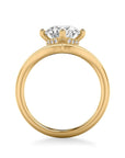 Round Diamond Curved Solitaire Engagement Ring with Hidden Halo
