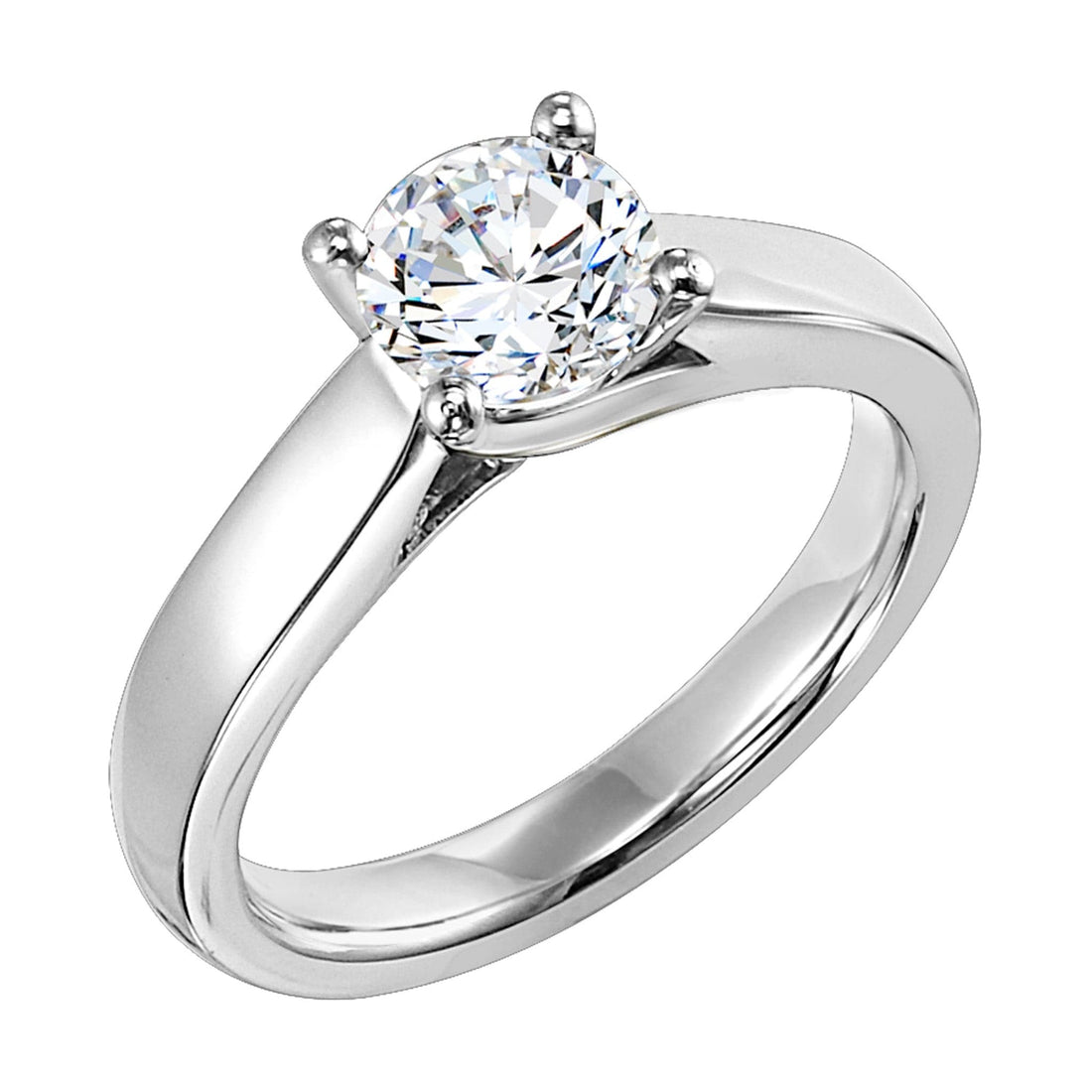 Frederick Goldman Wide Solitaire Four Prong Engagement Ring White Gold