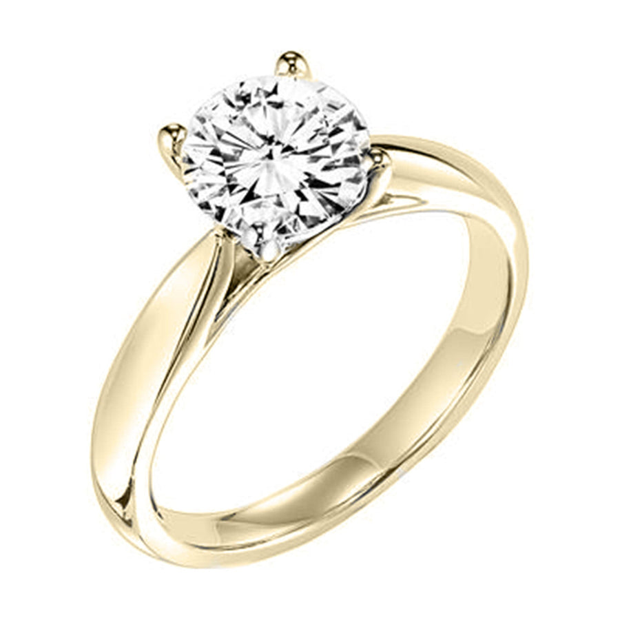 Contemporary Solitaire Wide Engagement Ring - Semi-Mount Yellow Gold