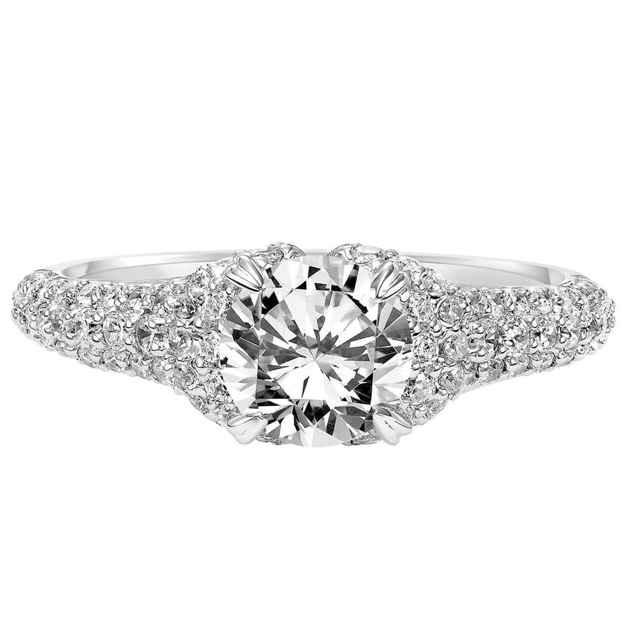 Frederick Goldman Pave Diamond Side Stone Engagement Ring