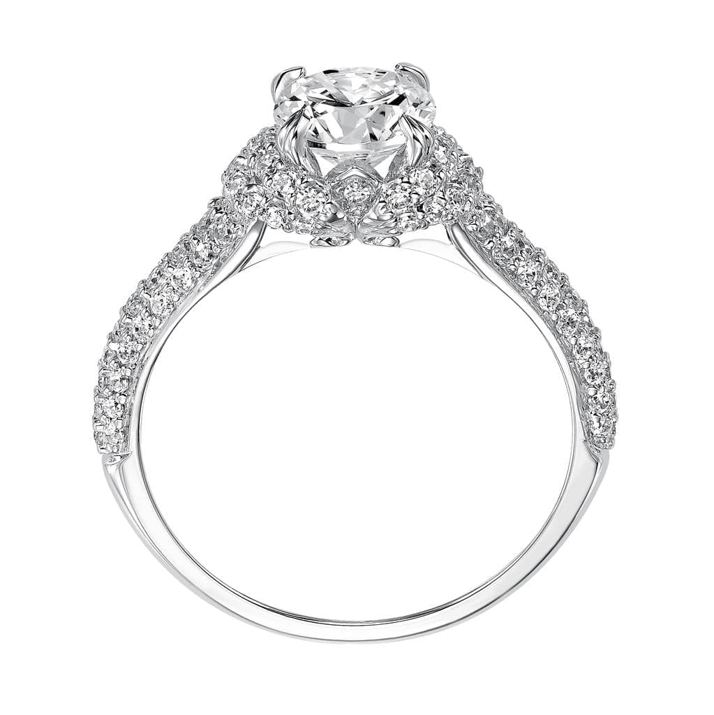 Frederick Goldman Pave Diamond Side Stone Engagement Ring