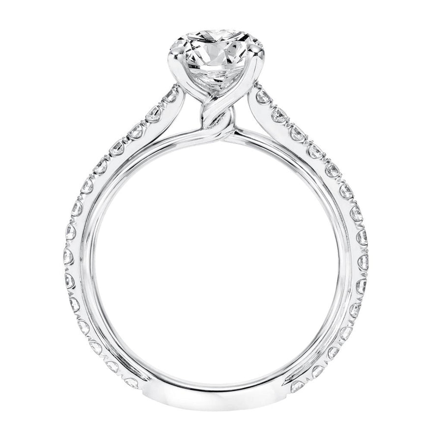 Diamond Sidestone Twist Gallery Engagement Ring in 14k White Gold Side