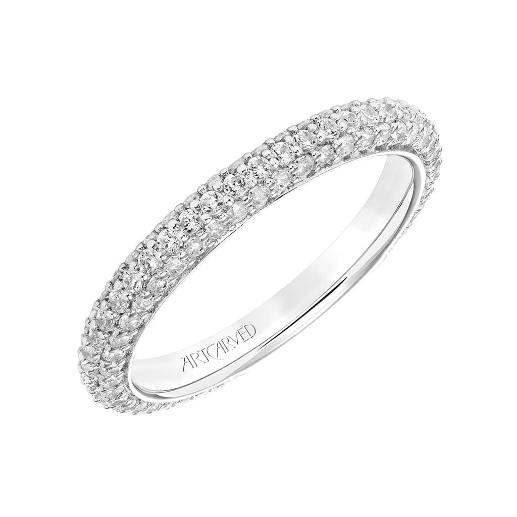 Artcarved Three Row Pave Diamonds Wedding Band