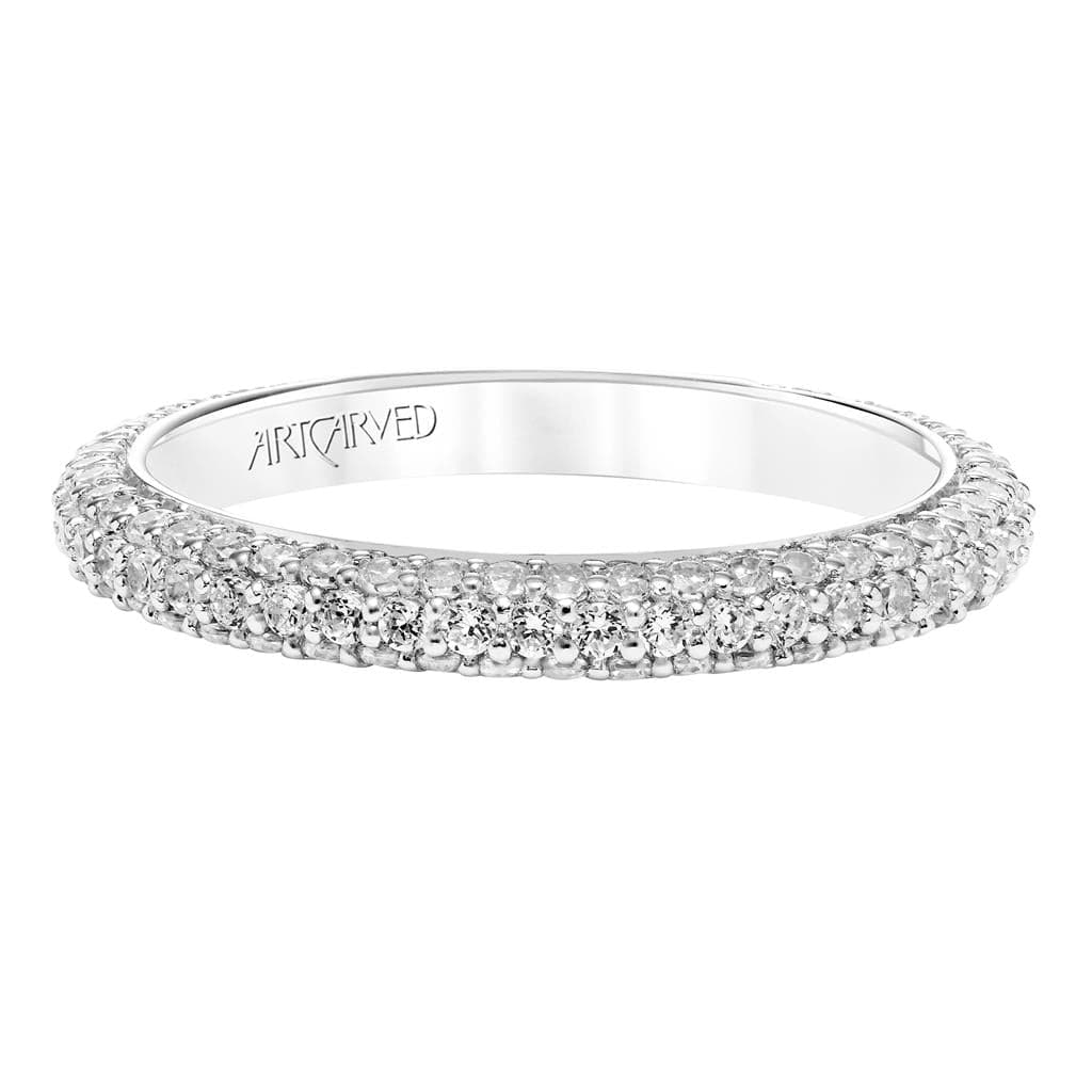 Artcarved Three Row Pave Diamonds Wedding Band