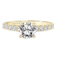 Diamond Prong-Set Sidestone Yellow Gold Engagement Ring 
