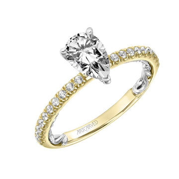 Artcarved 'Lyric' Pear Shaped Diamond Engagement Ring with Shoulder Stones